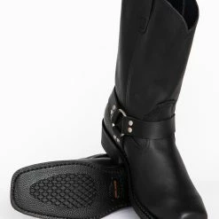 Brothers & Sons Men's Harness Boots - Square Toe Black -Brothers + Sons shop 2000042389 001 BM