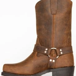 Brothers & Sons Men's Harness Boots - Square Toe Brown -Brothers + Sons shop 2000042390 200 LT