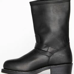 Brothers & Sons Men's Engineer Motorcycle Boots - Round Toe Black -Brothers + Sons shop 2000078014 001 LT