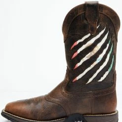 Brothers & Sons Men's Xero Gravity Lite Mexican Flag Western Boots - Broad Square Toe Brown -Brothers + Sons shop 2000330394 200 P3