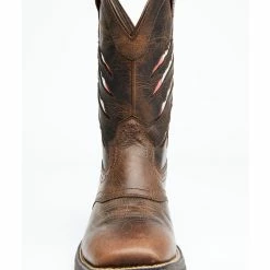Brothers & Sons Men's Xero Gravity Lite Mexican Flag Western Boots - Broad Square Toe Brown -Brothers + Sons shop 2000330394 200 P5