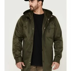 Brothers & Sons Men's Badlands Solid Olive Snap-Front CC Parka Jacket