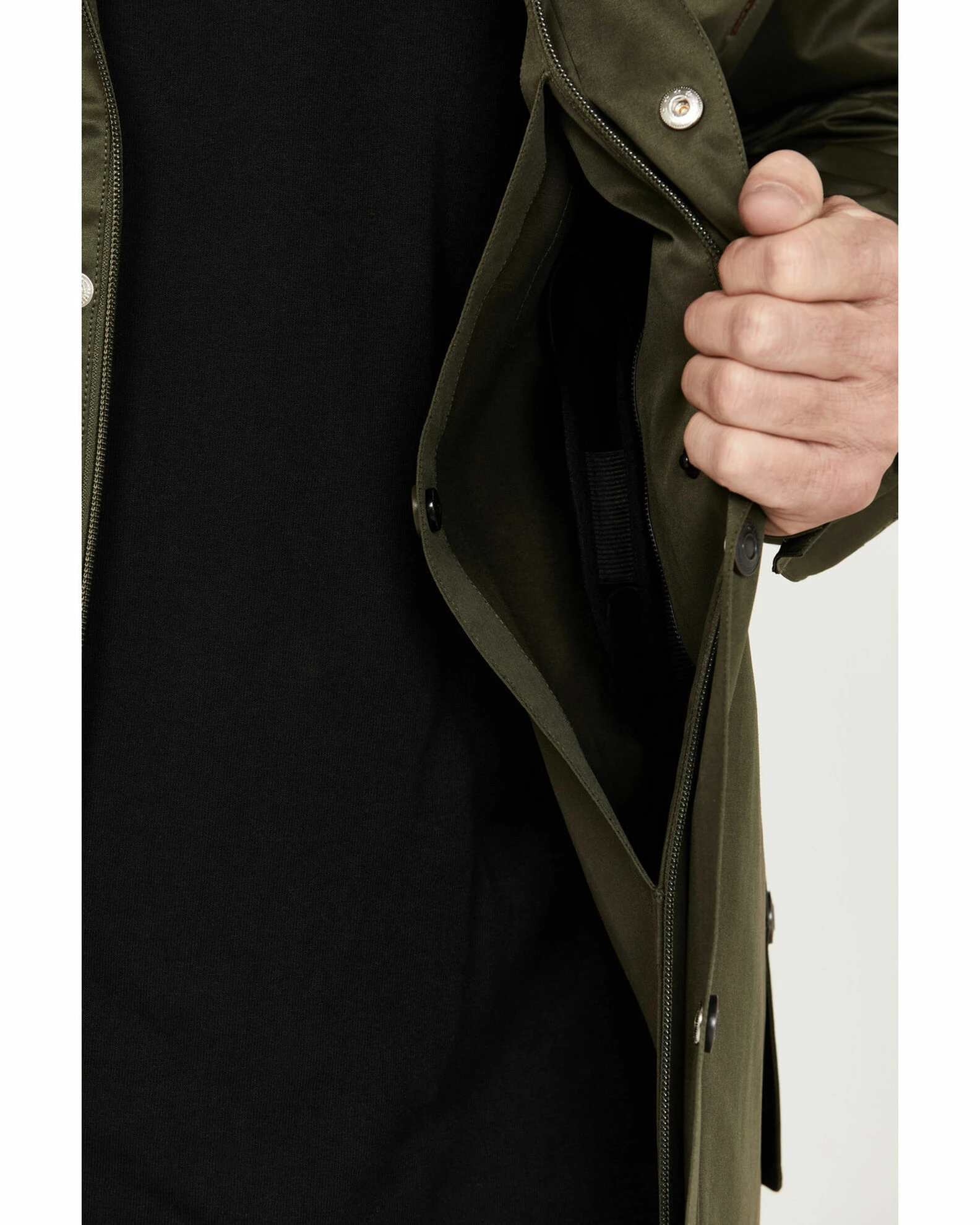 Brothers & Sons Men's Badlands Solid Olive Snap-Front CC Parka Jacket 4 Brothers & Sons Men's Badlands Solid Olive Snap-Front CC Parka Jacket - Image 3