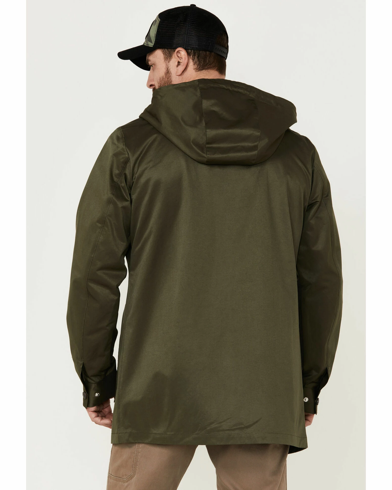 Brothers & Sons Men's Badlands Solid Olive Snap-Front CC Parka Jacket 5 Brothers & Sons Men's Badlands Solid Olive Snap-Front CC Parka Jacket - Image 4