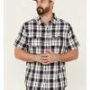 Brothers & Sons Men's Navy Large Plaid Short Sleeve Button-Down Western Shirt  -Brothers + Sons shop 2000359187 410 P1