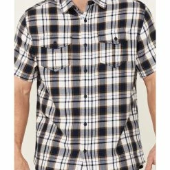 Brothers & Sons Men's Navy Large Plaid Short Sleeve Button-Down Western Shirt  -Brothers + Sons shop 2000359187 410 P3