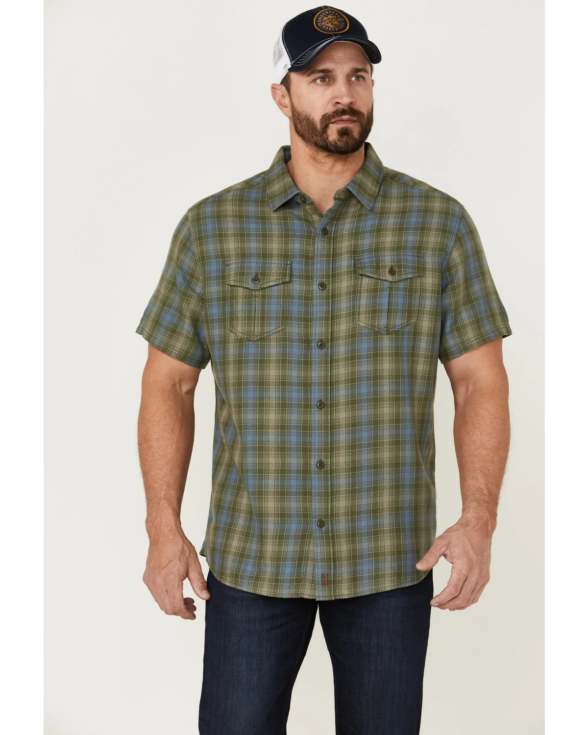 Brothers & Sons Men's Plaid Casual Woven Short Sleeve Button-Down Western Shirt Olive 8 Brothers & Sons Men's Plaid Casual Woven Short Sleeve Button-Down Western Shirt Olive - Image 6