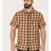 Brothers & Sons Men's Khaki Plaid Short Sleeve Button-Down Western Shirt  -Brothers + Sons shop 2000359190 250 P1