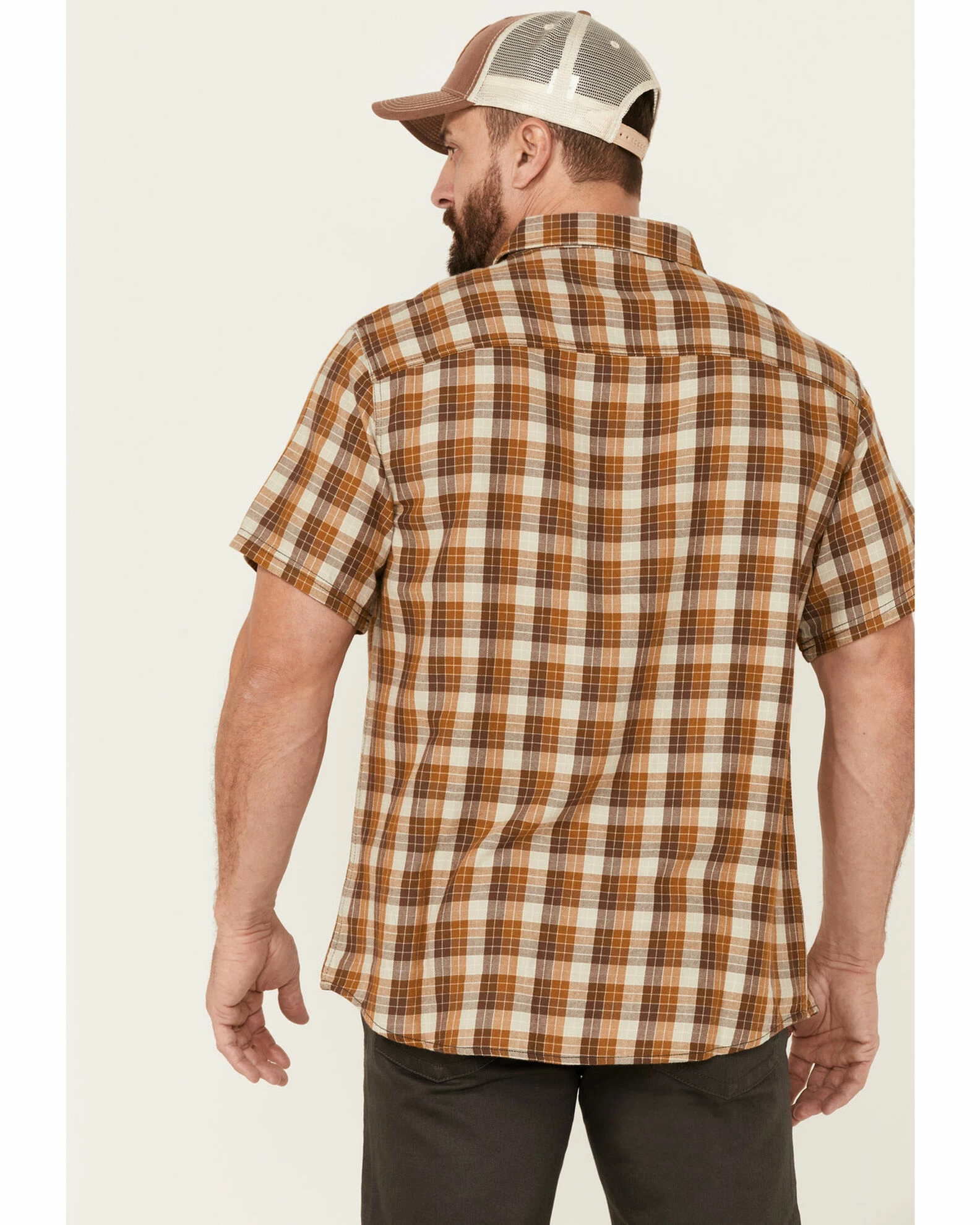 Brothers & Sons Men's Khaki Plaid Short Sleeve Button-Down Western Shirt 6 Brothers & Sons Men's Khaki Plaid Short Sleeve Button-Down Western Shirt - Image 4