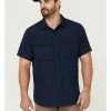 Brothers & Sons Men's Solid Dobby Performance Short Sleeve Button-Down Western Shirt  Olive -Brothers + Sons shop 2000359191 410 P1