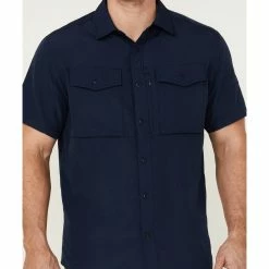 Brothers & Sons Men's Solid Dobby Performance Short Sleeve Button-Down Western Shirt  Olive -Brothers + Sons shop 2000359191 410 P3