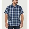 Brothers & Sons Men's Performance Plaid Short Sleeve Button-Down Western Shirt  Blue -Brothers + Sons shop 2000359193 400 P1