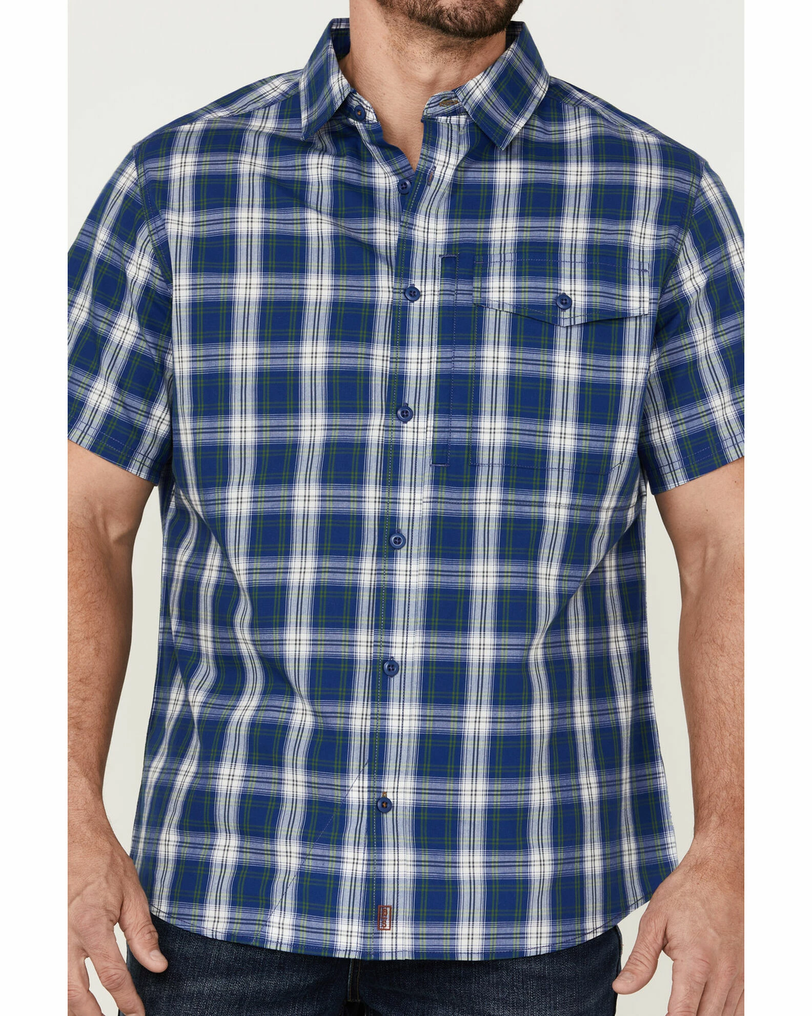 Brothers & Sons Men's Performance Plaid Short Sleeve Button-Down Western Shirt Blue 5 Brothers & Sons Men's Performance Plaid Short Sleeve Button-Down Western Shirt Blue - Image 3