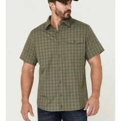 Brothers & Sons Men's Sage Plaid Performance Short Sleeve Button-Down Western Shirt