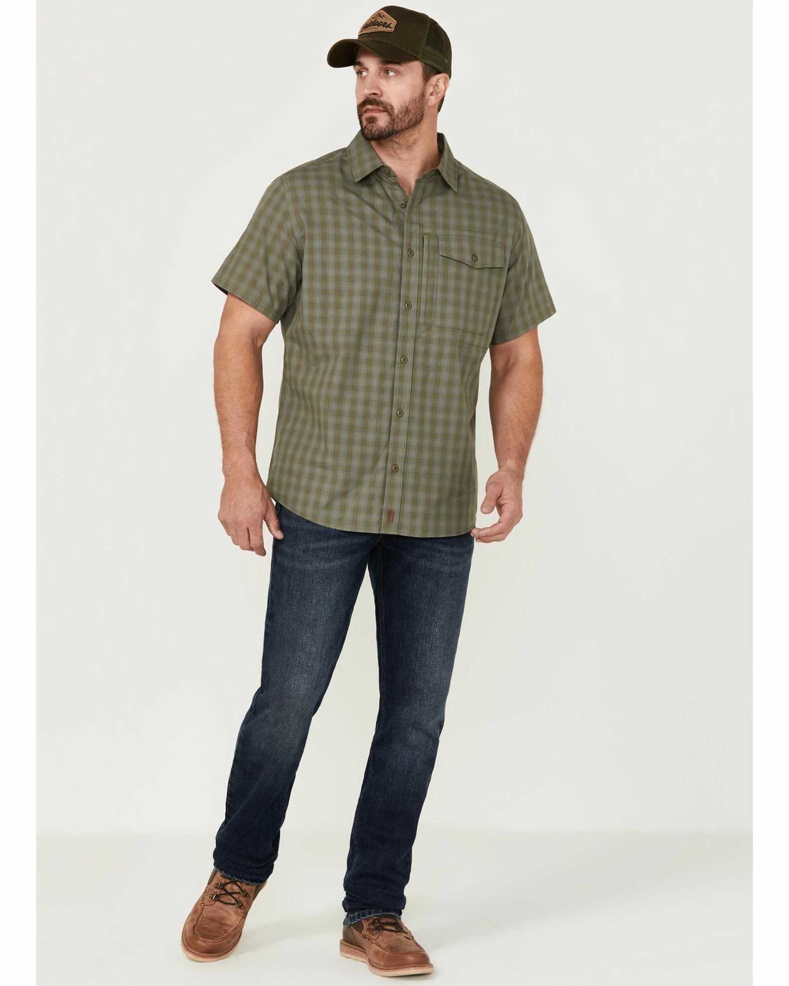 Brothers & Sons Men's Sage Plaid Performance Short Sleeve Button-Down Western Shirt 4 Brothers & Sons Men's Sage Plaid Performance Short Sleeve Button-Down Western Shirt - Image 2