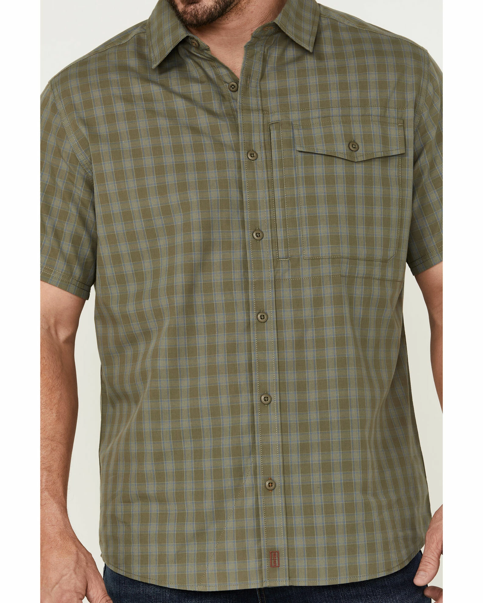 Brothers & Sons Men's Sage Plaid Performance Short Sleeve Button-Down Western Shirt 5 Brothers & Sons Men's Sage Plaid Performance Short Sleeve Button-Down Western Shirt - Image 3