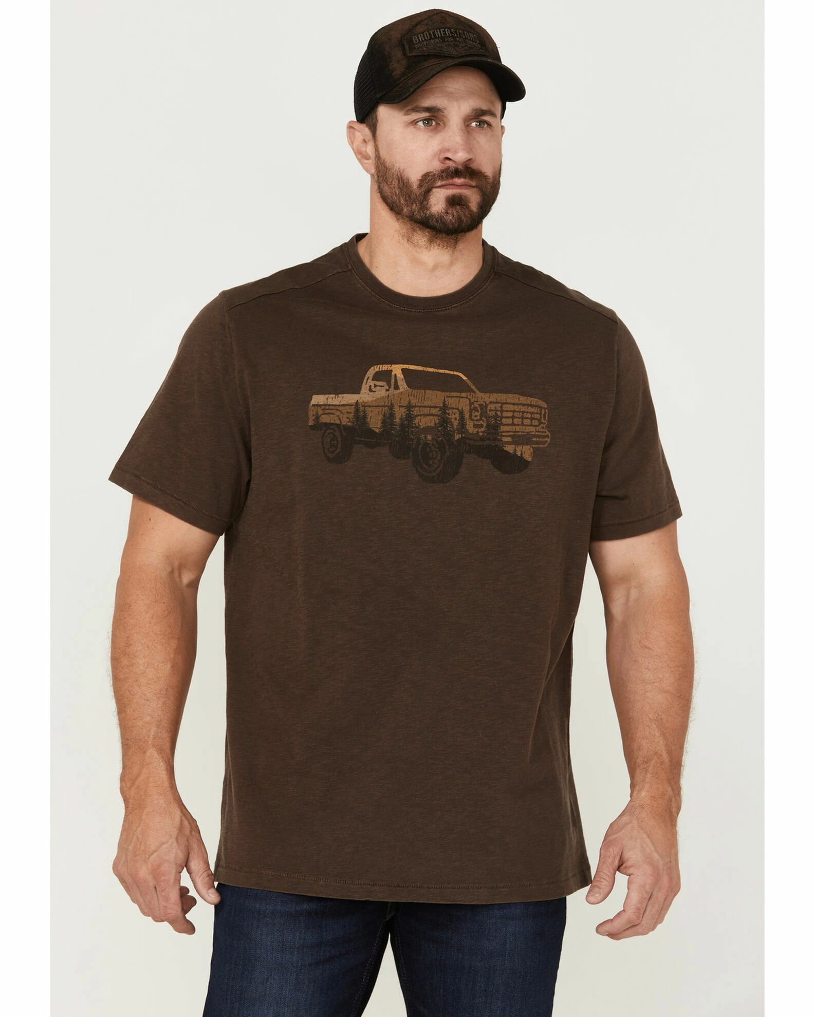 Brothers & Sons Men's Pickup Truck Reflection Graphic T-Shirt Brown 3 Brothers & Sons Men's Pickup Truck Reflection Graphic T-Shirt Brown