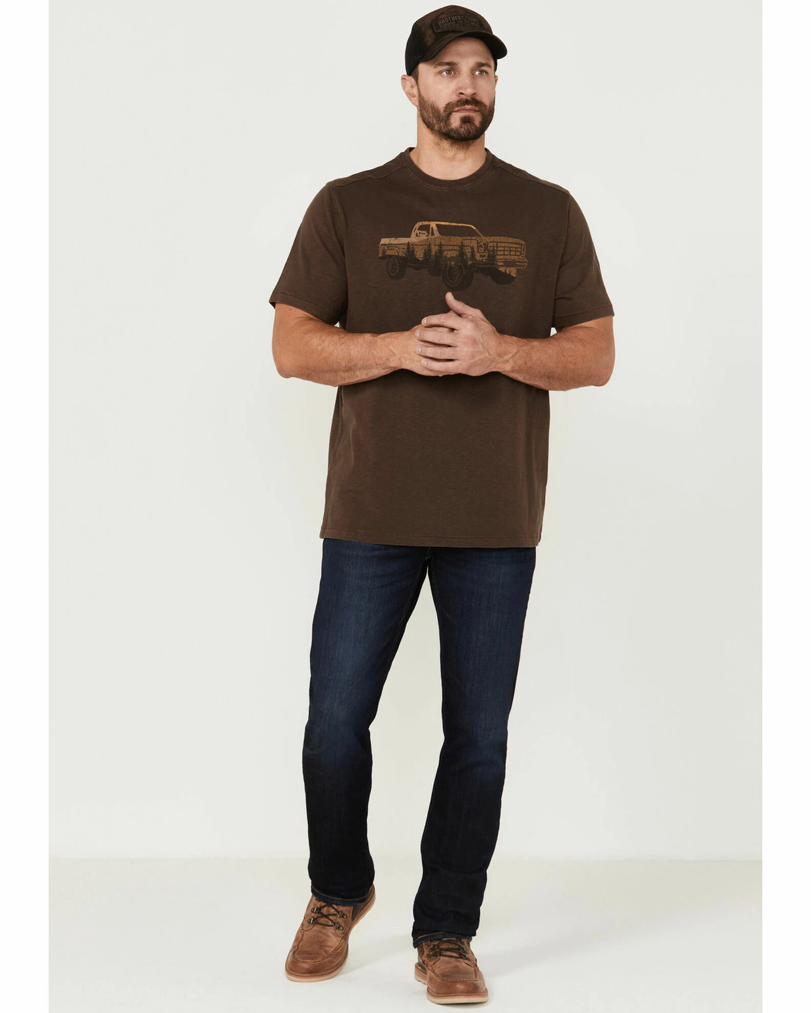 Brothers & Sons Men's Pickup Truck Reflection Graphic T-Shirt Brown 4 Brothers & Sons Men's Pickup Truck Reflection Graphic T-Shirt Brown - Image 2