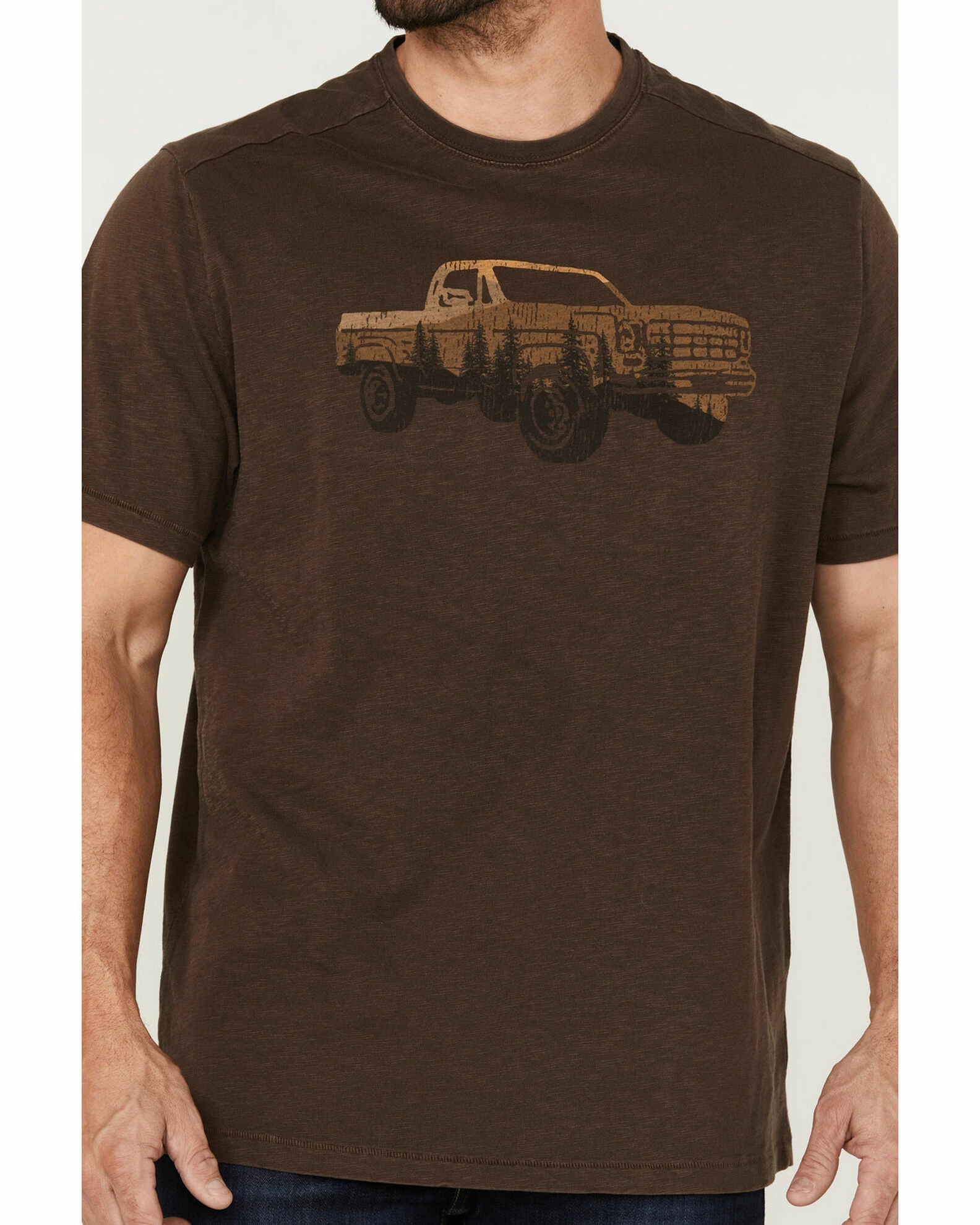Brothers & Sons Men's Pickup Truck Reflection Graphic T-Shirt Brown 5 Brothers & Sons Men's Pickup Truck Reflection Graphic T-Shirt Brown - Image 3