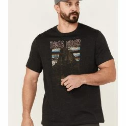 Brothers & Sons Men's Devils Tower National Monument Graphic Short Sleeve T-Shirt  Black