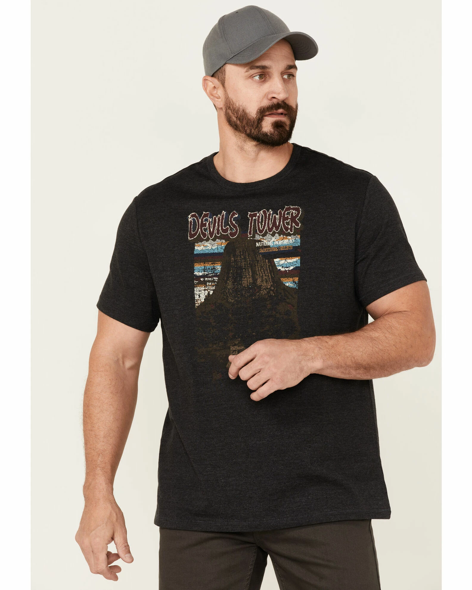 Brothers & Sons Men's Devils Tower National Monument Graphic Short Sleeve T-Shirt Black 3 Brothers & Sons Men's Devils Tower National Monument Graphic Short Sleeve T-Shirt Black