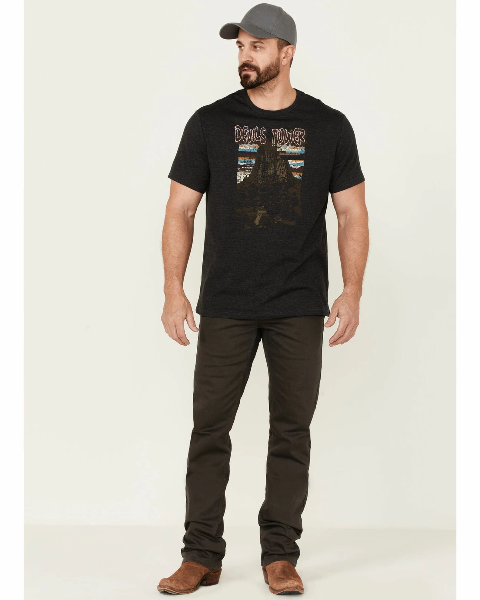 Brothers & Sons Men's Devils Tower National Monument Graphic Short Sleeve T-Shirt Black 4 Brothers & Sons Men's Devils Tower National Monument Graphic Short Sleeve T-Shirt Black - Image 2