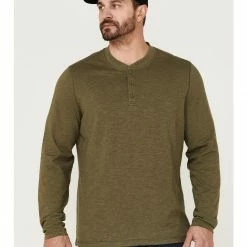 Brothers & Sons Men's Solid Heather Slub Long Sleeve Henley Shirt 