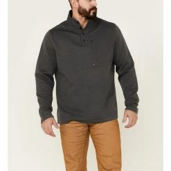 Brothers & Sons Men's Solid Quilt Weathered Mock 1/4 Button Front Pullover