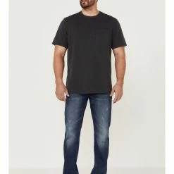 Brothers & Sons Men's Wilderness Distressed Stretch Regular Straight Jeans   Dark Medium Wash