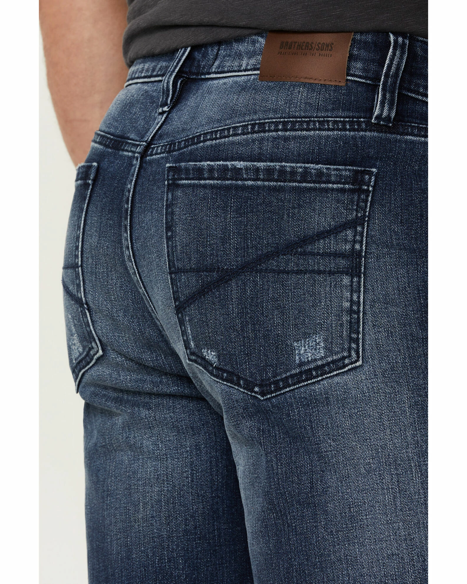 Brothers & Sons Men's Wilderness Distressed Stretch Regular Straight Jeans Dark Medium Wash 6 Brothers & Sons Men's Wilderness Distressed Stretch Regular Straight Jeans Dark Medium Wash - Image 4