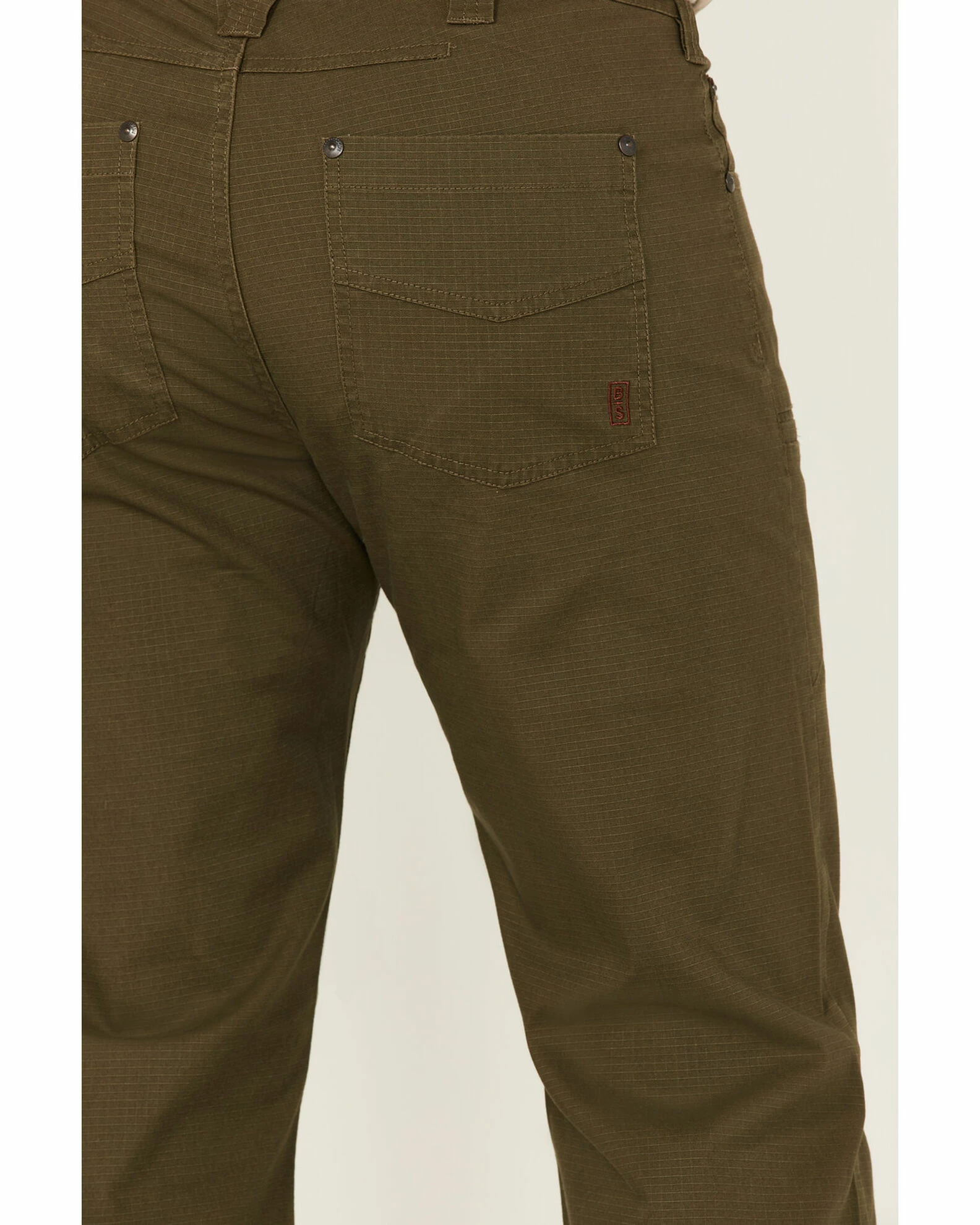 Brothers & Sons Men's Weathered Ripstop Stretch Slim Straight Pants Olive 6 Brothers & Sons Men's Weathered Ripstop Stretch Slim Straight Pants Olive - Image 4