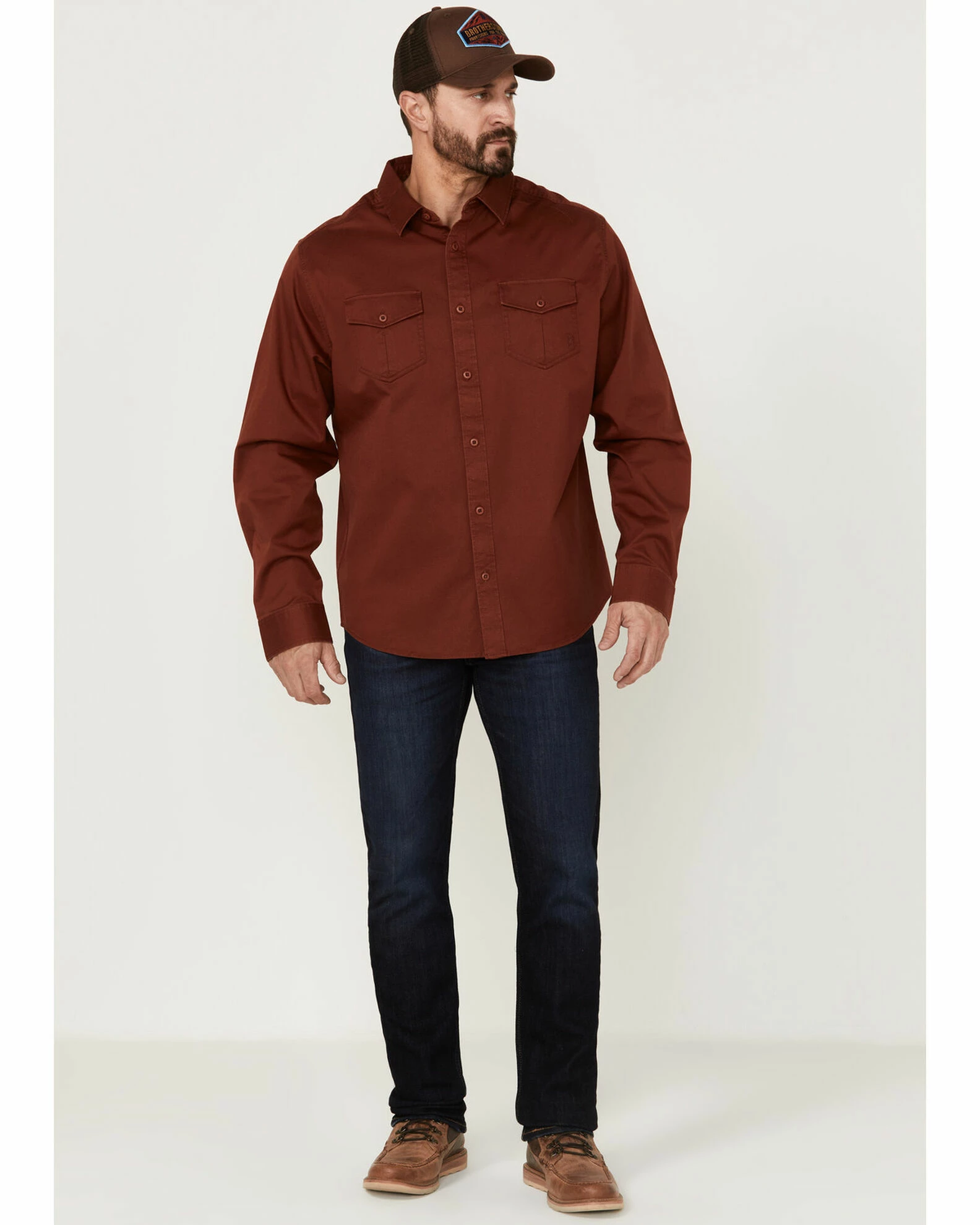 Brothers & Sons Men's Weathered Twill Solid Long Sleeve Button-Down Western Shirt 4 Brothers & Sons Men's Weathered Twill Solid Long Sleeve Button-Down Western Shirt - Image 2
