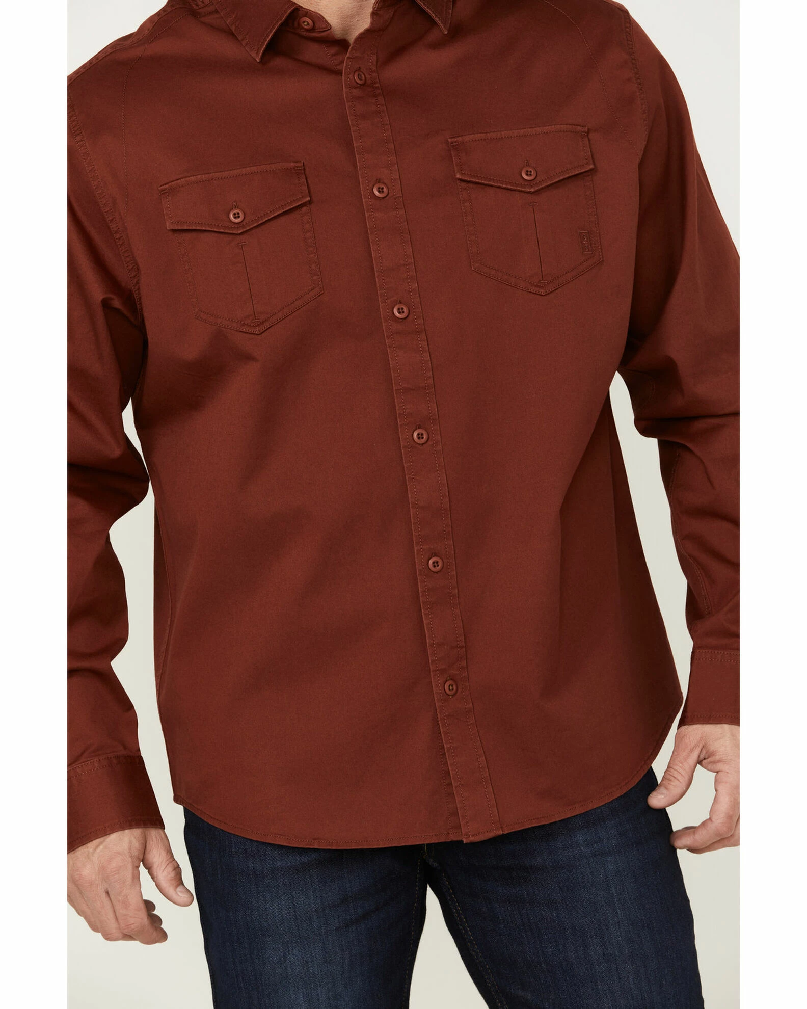 Brothers & Sons Men's Weathered Twill Solid Long Sleeve Button-Down Western Shirt 5 Brothers & Sons Men's Weathered Twill Solid Long Sleeve Button-Down Western Shirt - Image 3