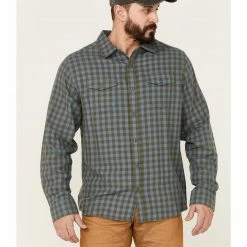 Brothers & Sons Men's Small Check Plaid Long Sleeve Button-Down Western Shirt Red