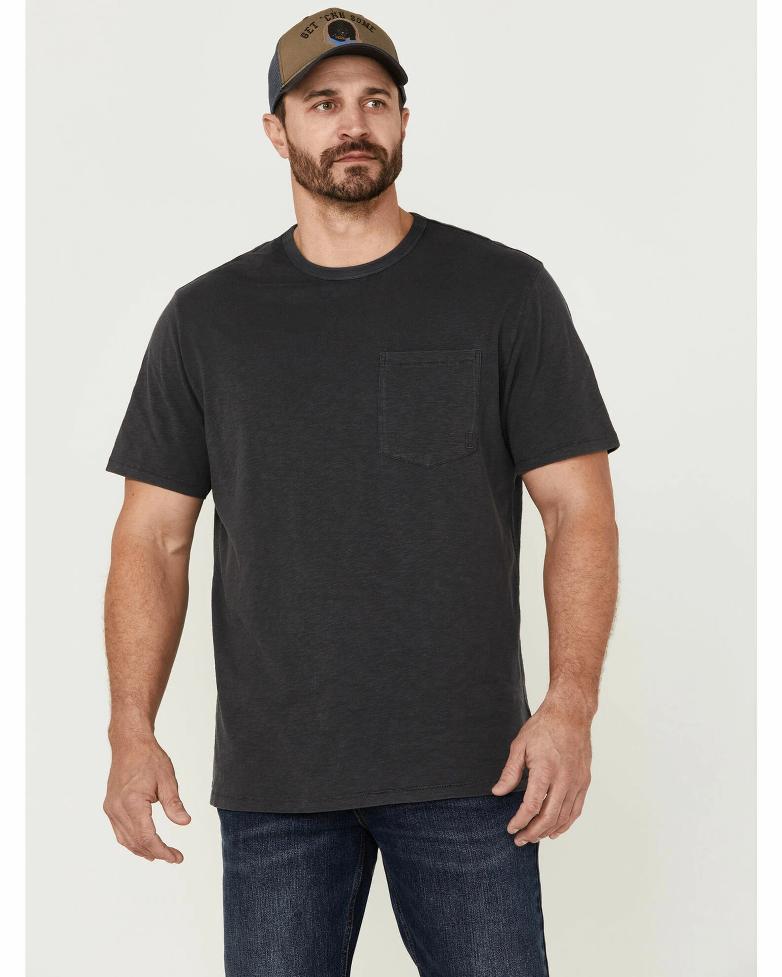 Brothers & Sons Men's Charcoal Basic Short Sleeve Pocket T-Shirt 3 Brothers & Sons Men's Charcoal Basic Short Sleeve Pocket T-Shirt