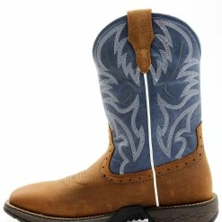 Brothers & Sons Men's LITE Peacock Blue Performance Leather Western Boots - Broad Square Toe  -Brothers + Sons shop 2000360427 400 P3
