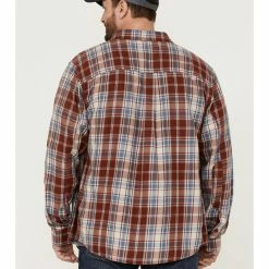 Brothers & Sons Men's Red Plaid Casual Woven Long Sleeve Button-Down Western Shirt -Brothers + Sons shop 2000360804 600 P4