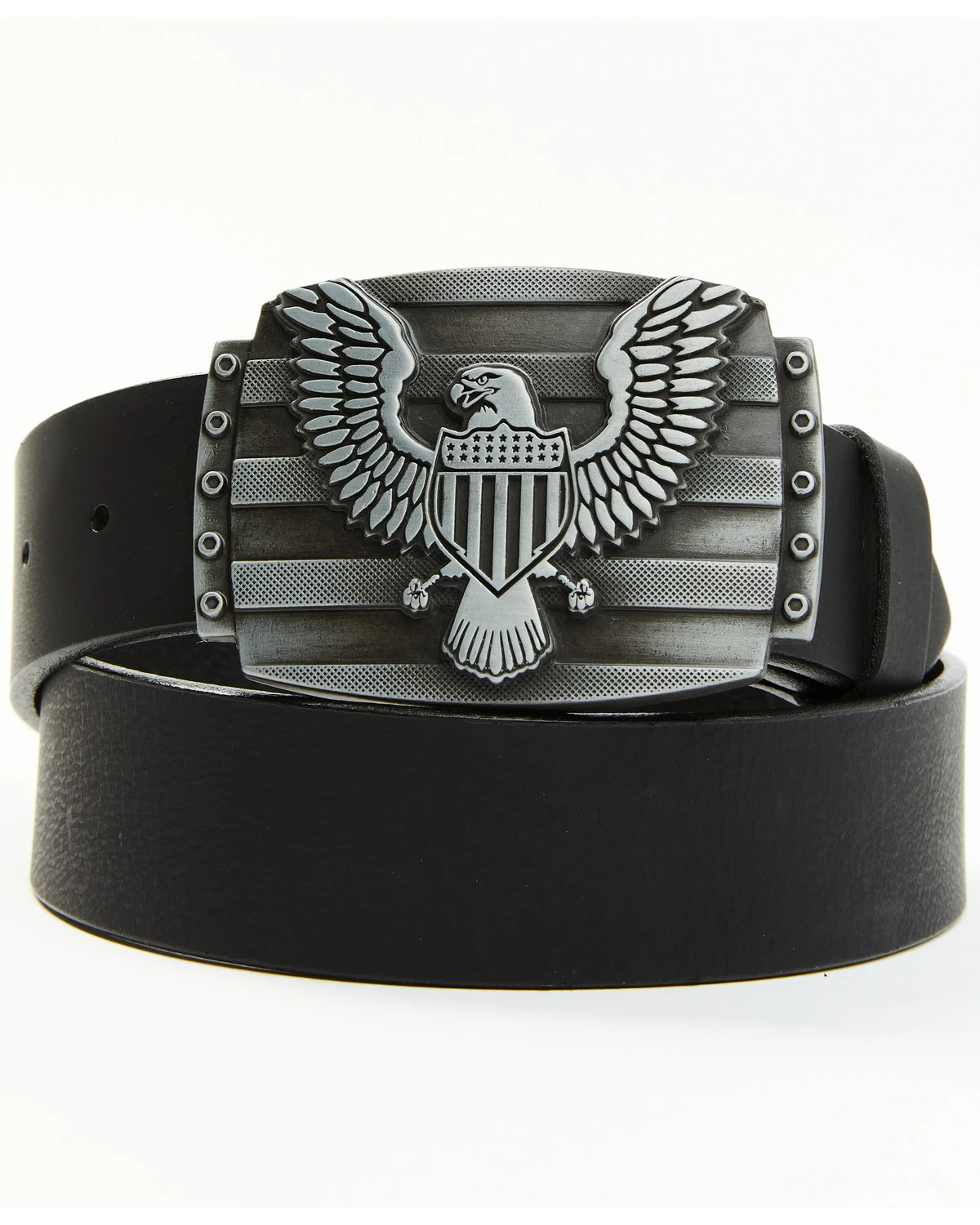 Brothers & Sons Men's Eagle Plaque Leather Belt Black 5 Brothers & Sons Men's Eagle Plaque Leather Belt Black - Image 3