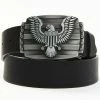 Brothers & Sons Men's Eagle Plaque Leather Belt Black -Brothers + Sons shop 2000360995 001 P1