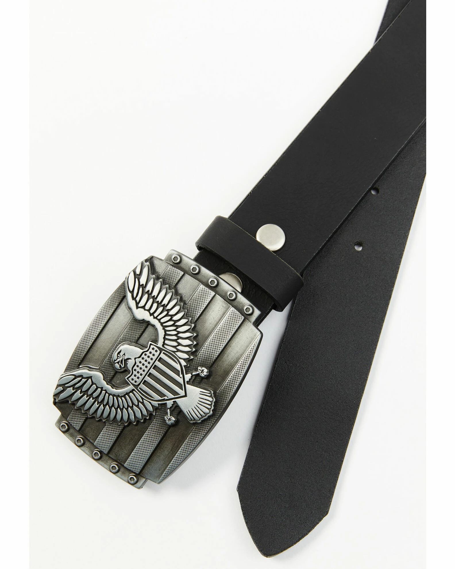 Brothers & Sons Men's Eagle Plaque Leather Belt Black 4 Brothers & Sons Men's Eagle Plaque Leather Belt Black - Image 2