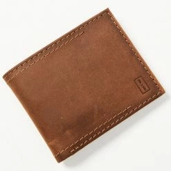 Brothers & Sons Men's Leather Bifold Wallet Distressed Brown