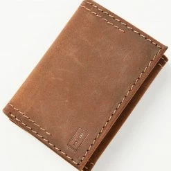 Brothers & Sons Men's Leather Trifold Wallet Distressed Brown