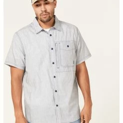 Brothers & Sons Men's Performance Short Sleeve Button-Down Western Shirt Navy