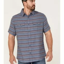 Brothers & Sons Men's Indigo Stripe Short Sleeve Button-Down Western Shirt 