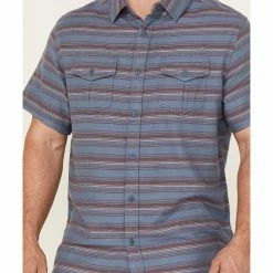 Brothers & Sons Men's Indigo Stripe Short Sleeve Button-Down Western Shirt  -Brothers + Sons shop 2000364568 402 P3