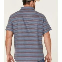 Brothers & Sons Men's Indigo Stripe Short Sleeve Button-Down Western Shirt  -Brothers + Sons shop 2000364568 402 P4