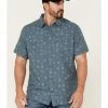 Brothers & Sons Men's Coversational Indigo Print Short Sleeve Button-Down Western Shirt  -Brothers + Sons shop 2000364569 402 P1