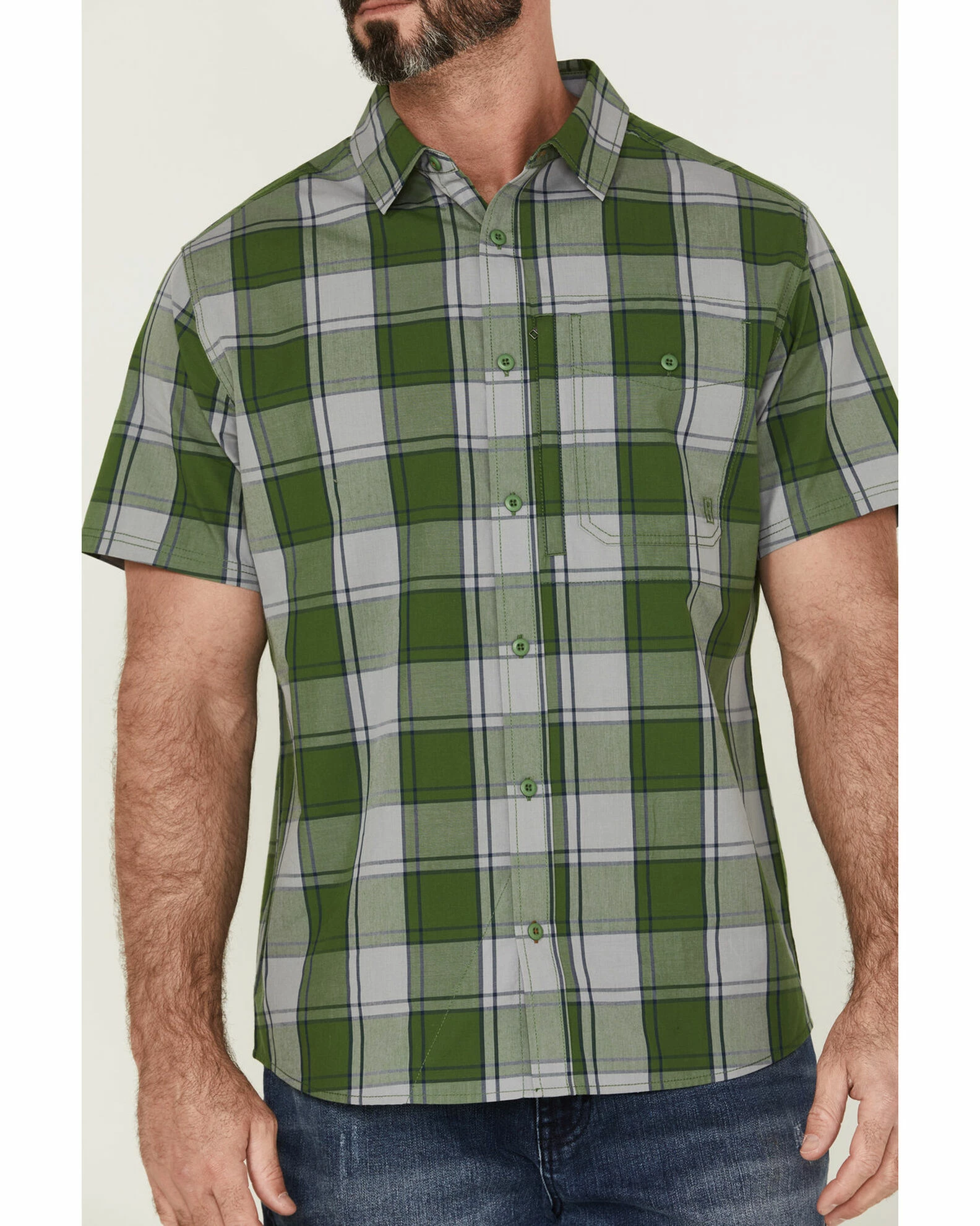 Brothers & Sons Men's Performance Kelly Green Large Plaid Short Sleeve Button-Down Western Shirt 5 Brothers & Sons Men's Performance Kelly Green Large Plaid Short Sleeve Button-Down Western Shirt - Image 3