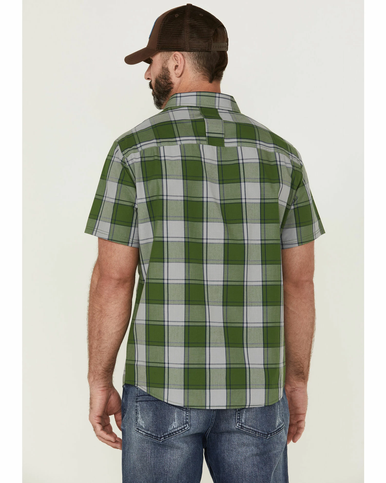 Brothers & Sons Men's Performance Kelly Green Large Plaid Short Sleeve Button-Down Western Shirt 6 Brothers & Sons Men's Performance Kelly Green Large Plaid Short Sleeve Button-Down Western Shirt - Image 4