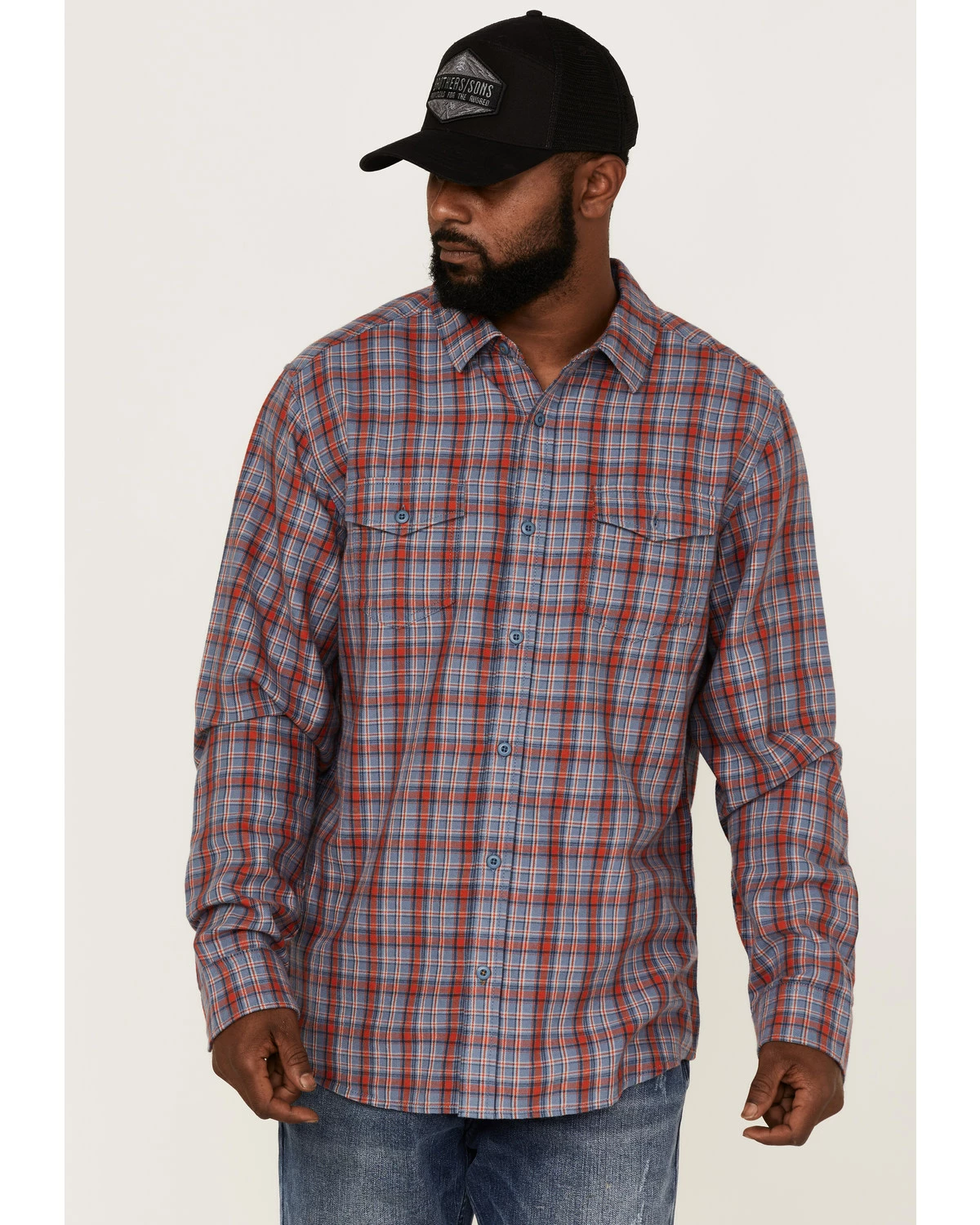 Brothers & Sons Men's Plaid Indigo Long Sleeve Button-Down Western Shirt 7 Brothers & Sons Men's Plaid Indigo Long Sleeve Button-Down Western Shirt - Image 5